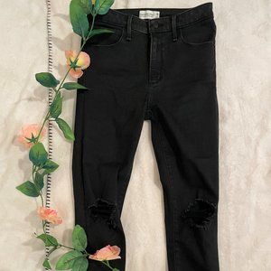 Abercrombie & Fitch over the ankle black ripped high rise jeans by